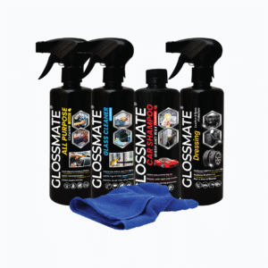 Car Shampoo Wash & Wax + Leather & Tyre Dressing + All Purpose Cleaner + Glass Cleaner + Microfiber Towel Single Side