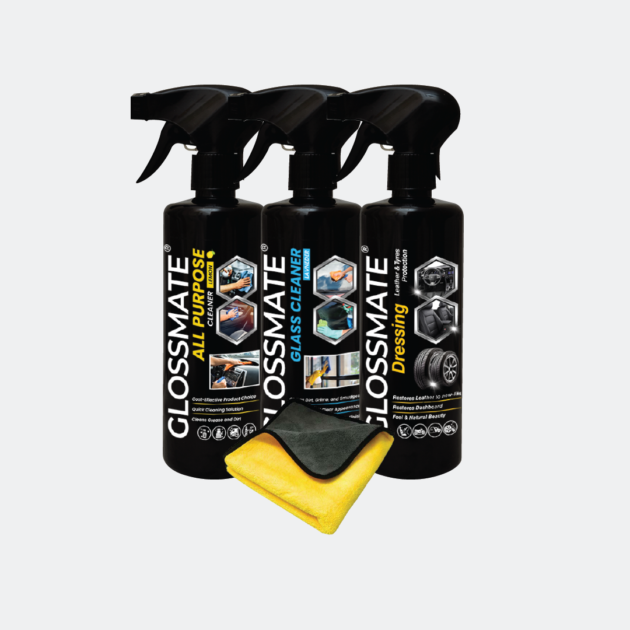 All Purpose Cleaner + Glass Cleaner + Leather & Tyre Dressing+ Free Single Side Micro Fiber